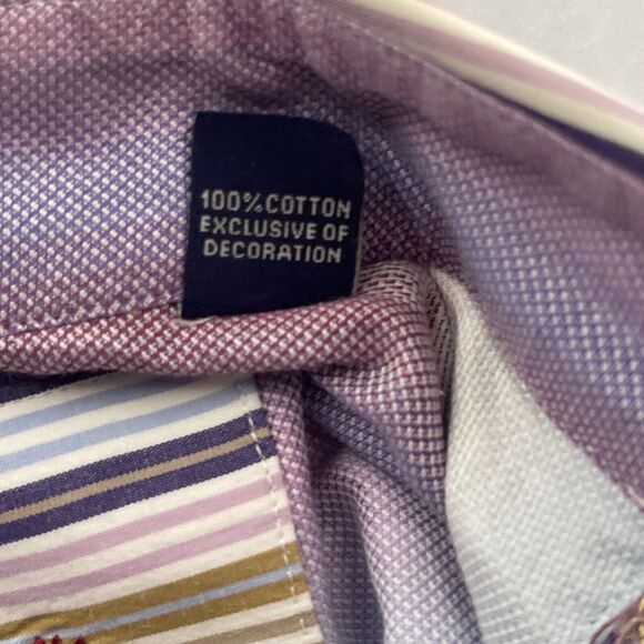 Robert Graham Long Sleeve Button Down Cotton Embroidered Striped Shirt Sz Lg - Picture 12 of 13